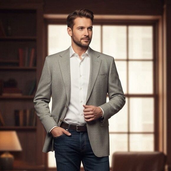 CANALI Luxury Designer Blazer Men 42L Houndstooth Pure Wool Made in Italy - Picture 1 of 13